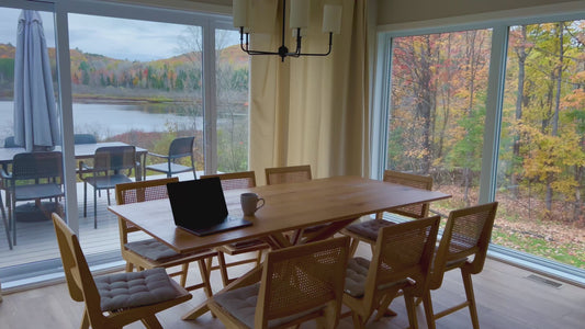 Modern Dining Room with Lake View in 4K